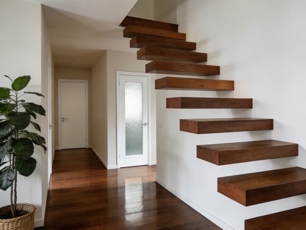 Escaleras suspendidas de madera en A Coruña